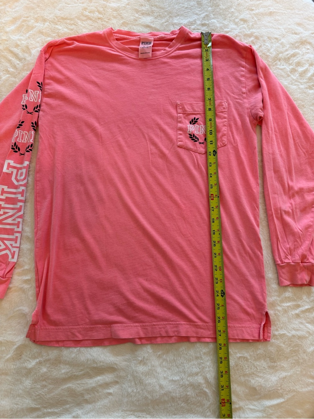 Victoria's Secret PINK Coral Pink Long Sleeve Pocket Tee